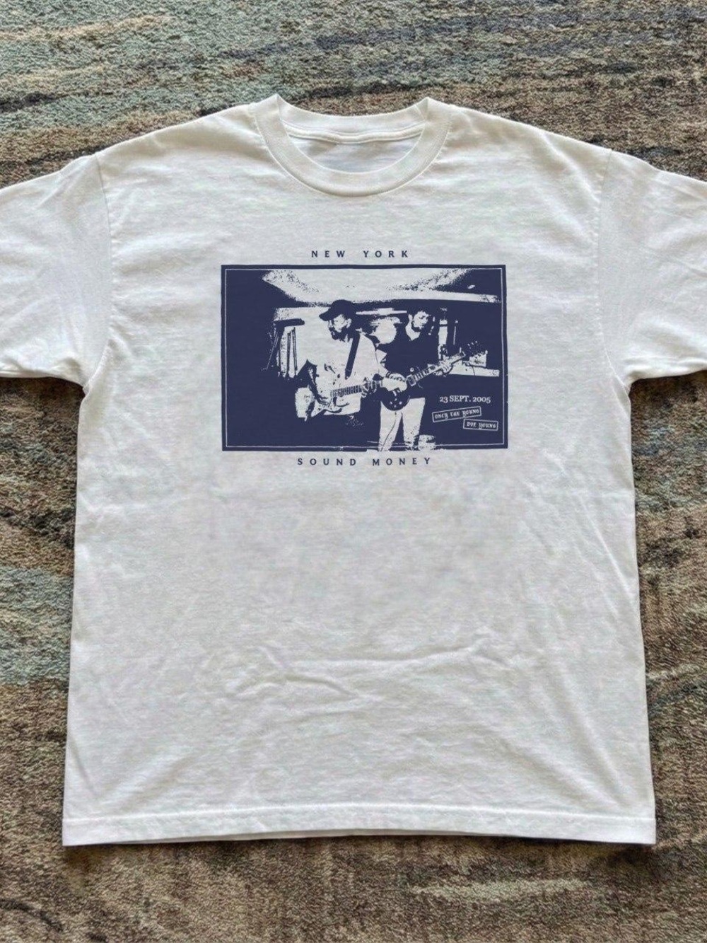 Gildan White Crewneck Tee with Navy Band Photo Print